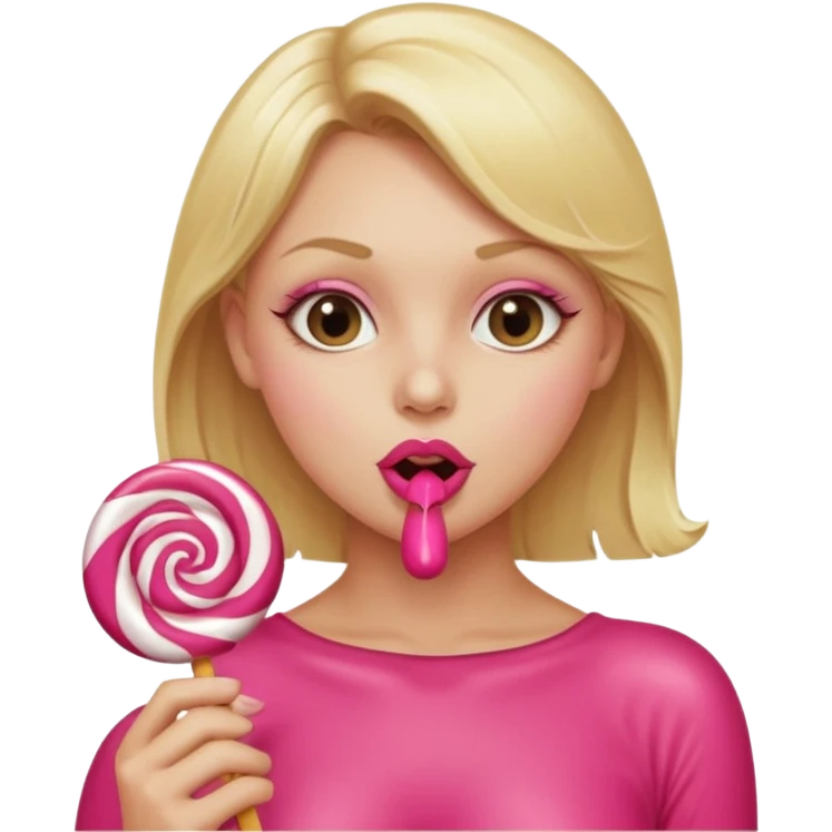 A naked blonde female sucking on a lollipop seductively emoji