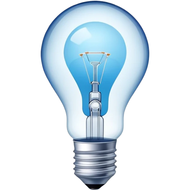 A blue light bulb with a minimalist design and a blank area for a logo. Modern, clean styl emoji