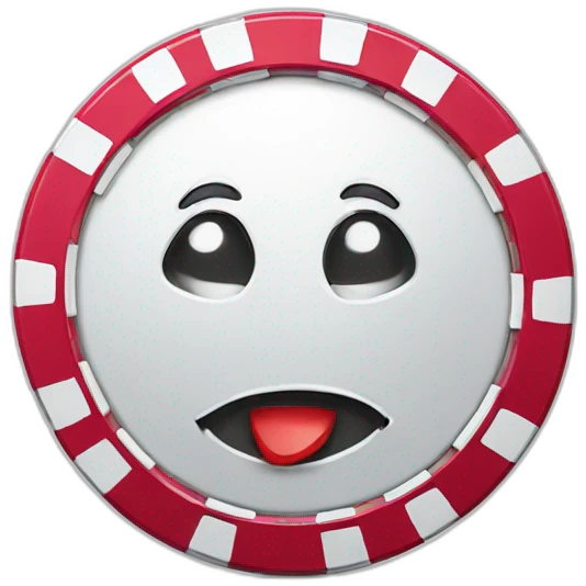 a casino chip mascot with cartoon face emoji