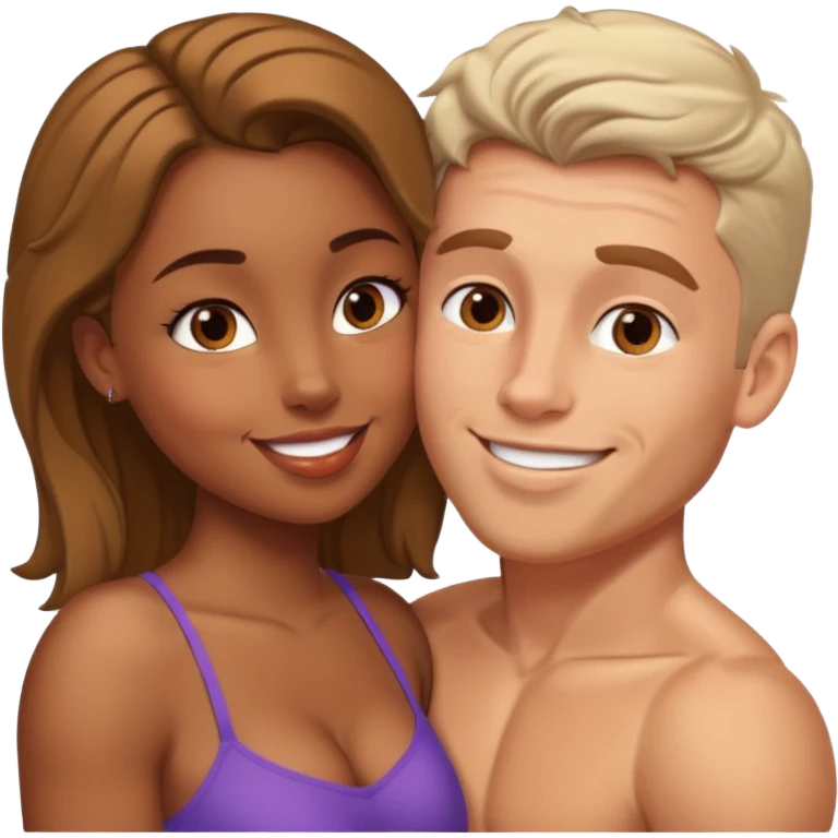 buff white man Kissing brown girl emoji