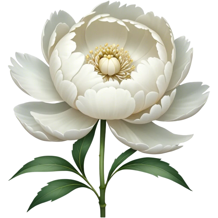 single white Peony, straight stem emoji