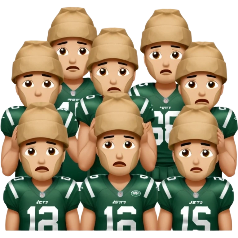 New York Jets being cry babies with tears with paper bags on their heads emoji