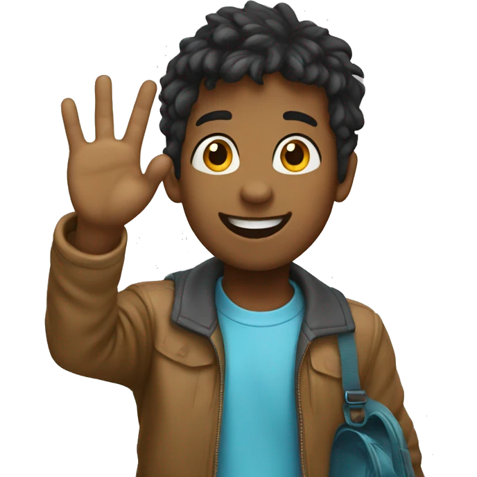 boy waving hi emoji