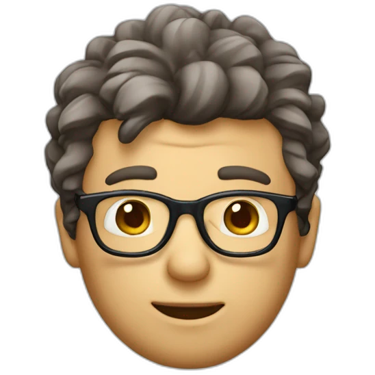 homme cheveux boulés et avec des lunettes emoji