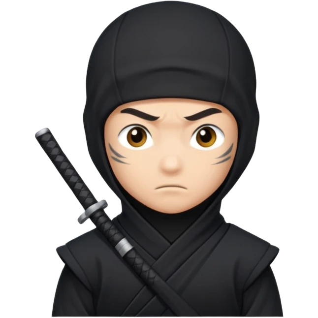 un ninja con una remera negra que diga LDM con letras blancas emoji