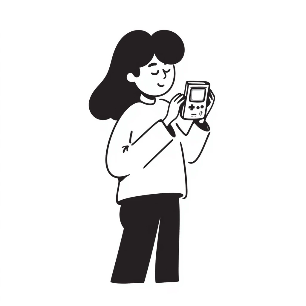 A person plays with the GameBoy advance emoji