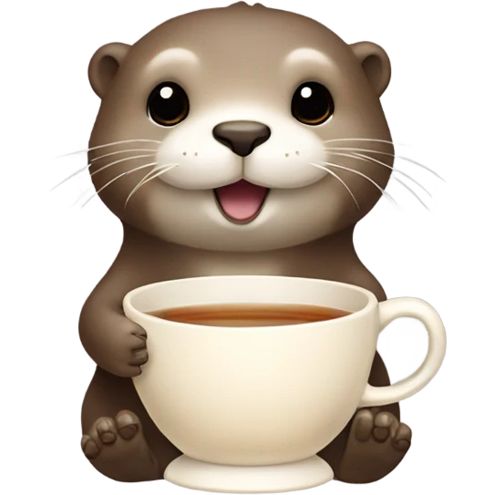 Cute otter drinks tea emoji