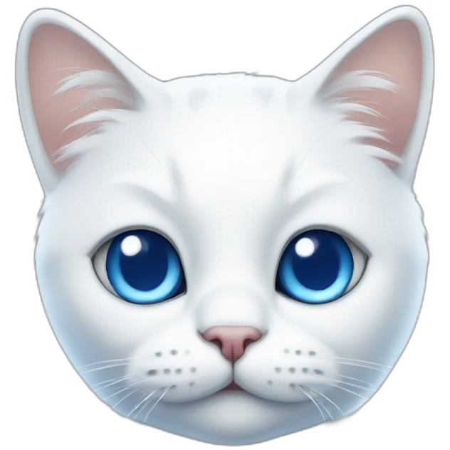 cartoon white cat with a blue spot on his left eye and a blue left ear emoji