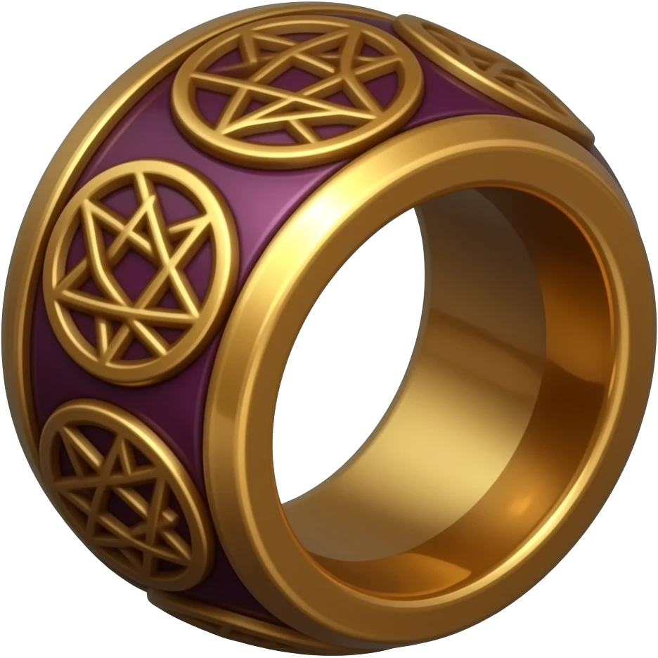 Umbra pontifex, a role that represents leadership and power. I need a ring that represents dark magic, using orange and purple as a color scheme. I wan embossed details to represent mysterious occultism emoji