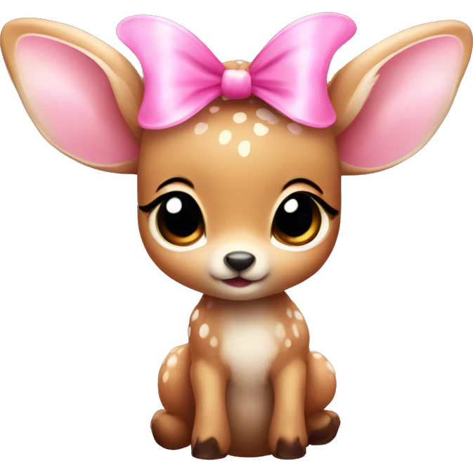 baby deer with fairy wings and a pink bow around its neck  emoji