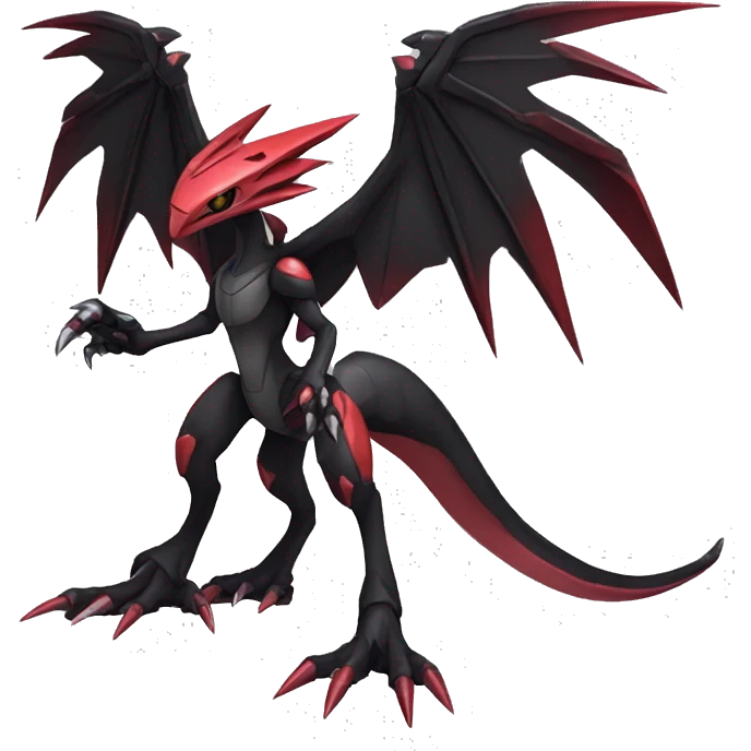  Cool Edgy Futuristic Black Red Digimon-Fakemon-Raptor-Genesect-Reptile full body emoji