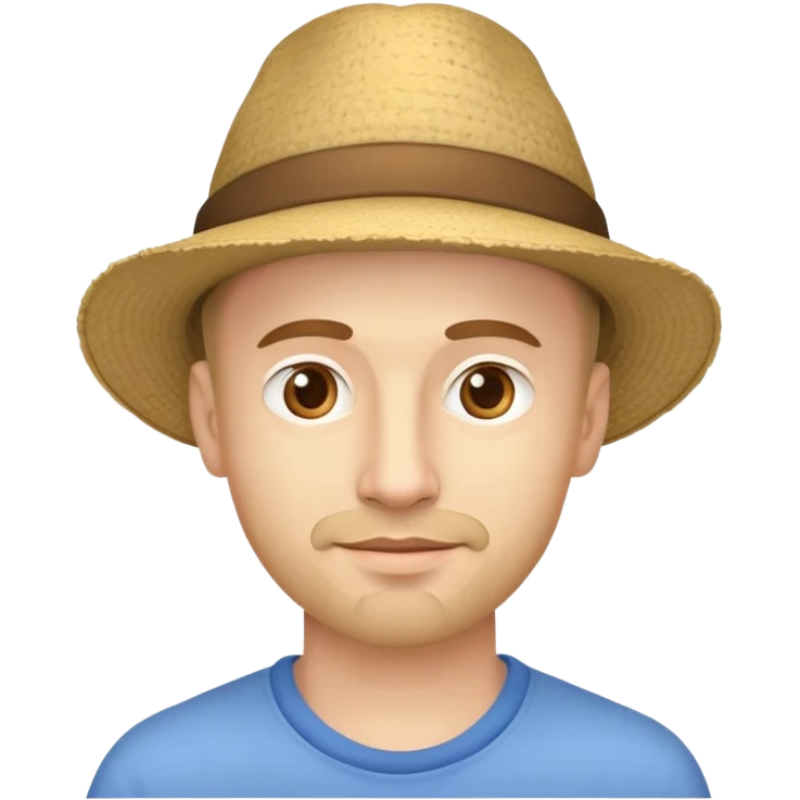 A young man without a beard, forty-five years old, wearing clothes and wearing a beautiful hat, the hat says "3Dкухня Королевых" emoji