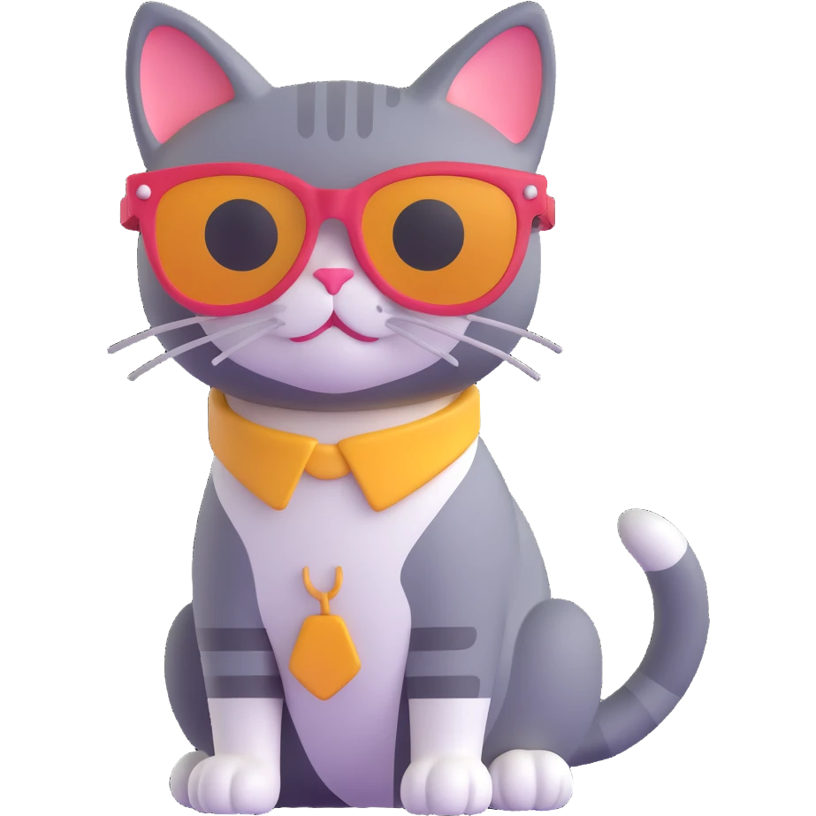 cat wearing sunglasses, simple, cute emoji