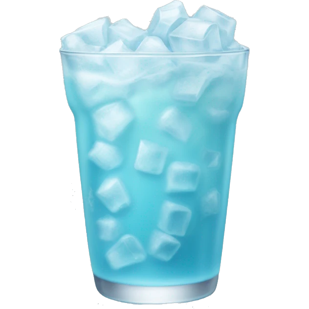 pastel blue drink with lots of ice and frosted glass emoji