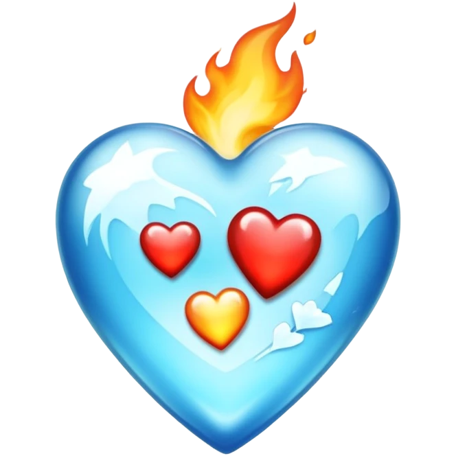 Corazones mitad fyego mitad hielo emoji