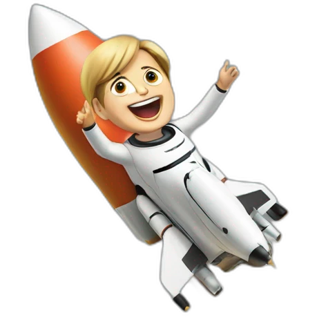 Merkel on a rocket emoji