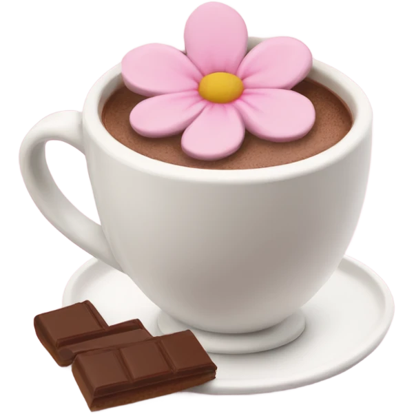 Hot chocolate with pale pink flower  emoji