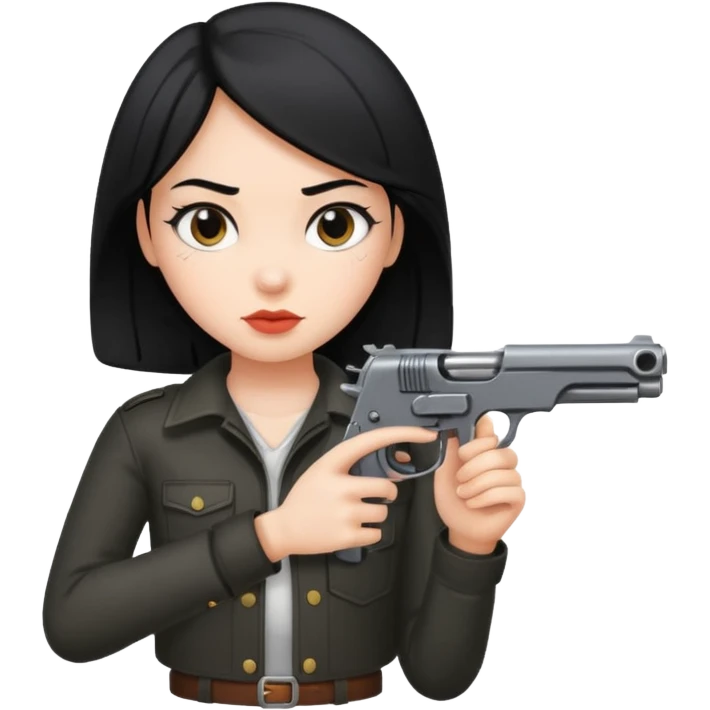 black hair girl with a gun  emoji