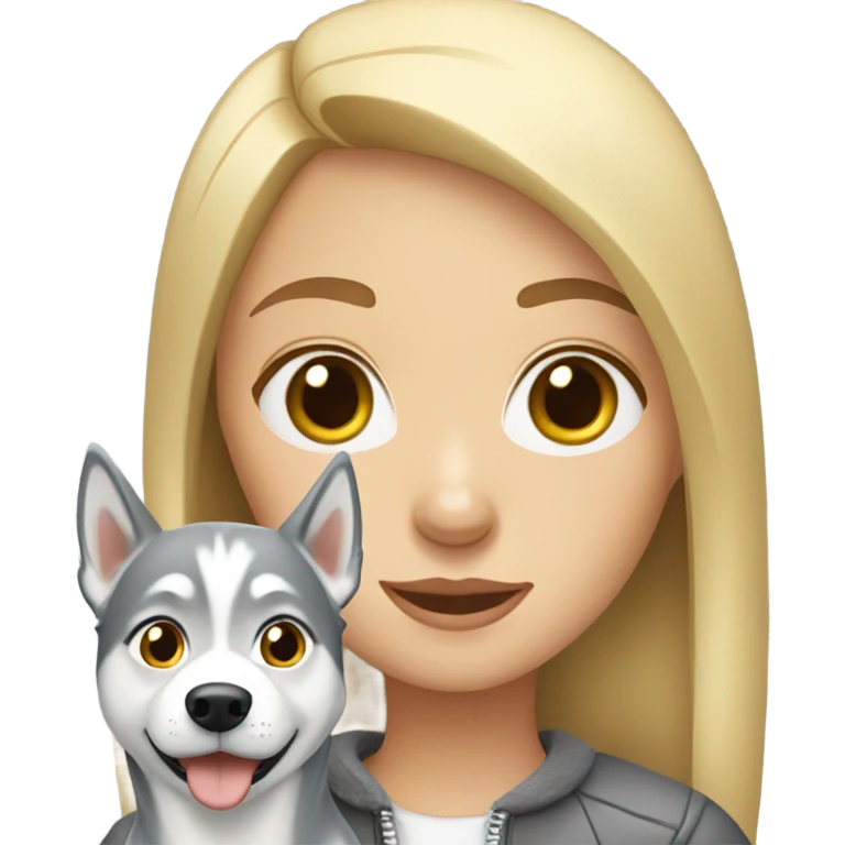 blonde girl  with Grey Husky  emoji