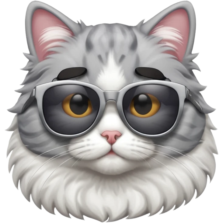 Grey and white cat with sunglasses emoji