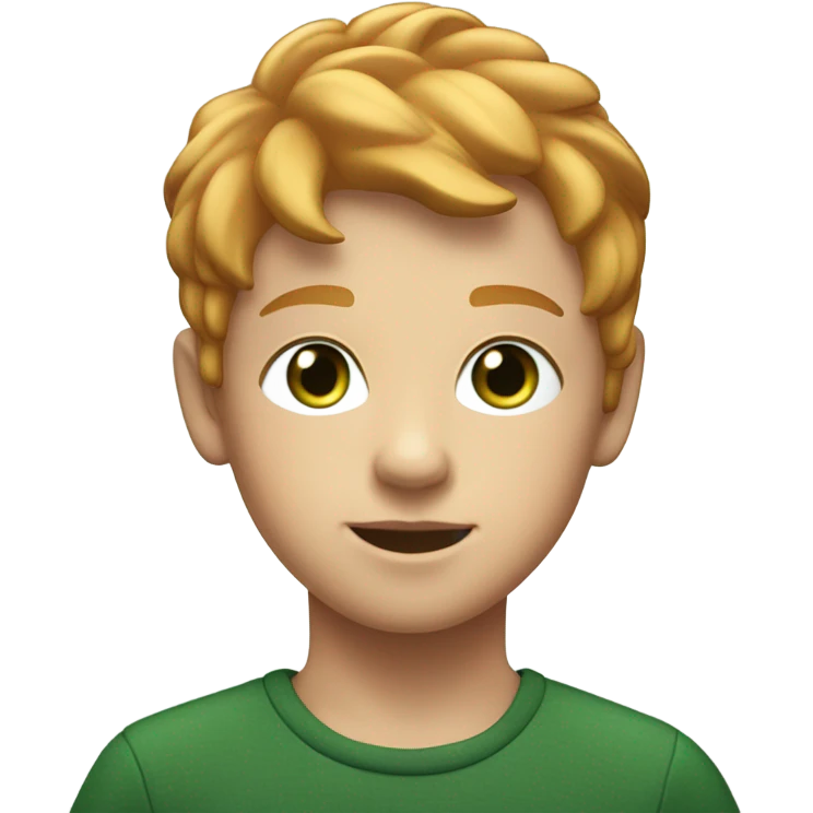 young Boy with green and short strawberry blonde hair  emoji