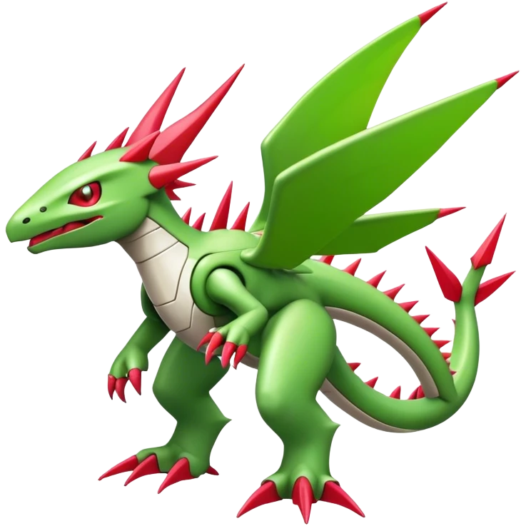 Spiky Cool Edgy shiny colorful Digimon-Fakemon-Flygon-Gabite-Mecha, full body, two legs emoji
