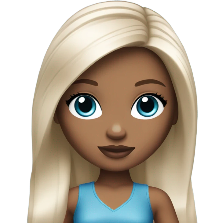 Brunette bratz with long hair and blue eyes  emoji