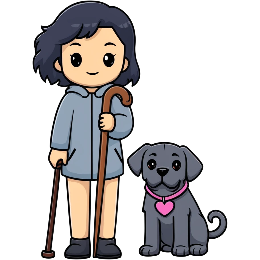 girl with long black hair hugging a black Cane Corso dog emoji