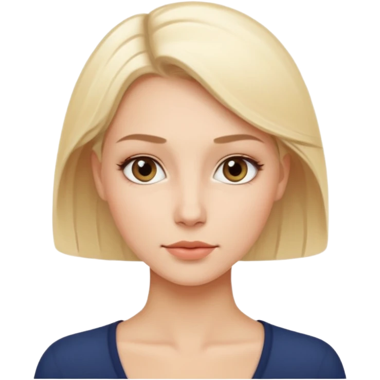 Stylized emoji portrait of a sexy long-haired white-blonde woman, confident expression, smooth skin, minimal makeup, clean background emoji