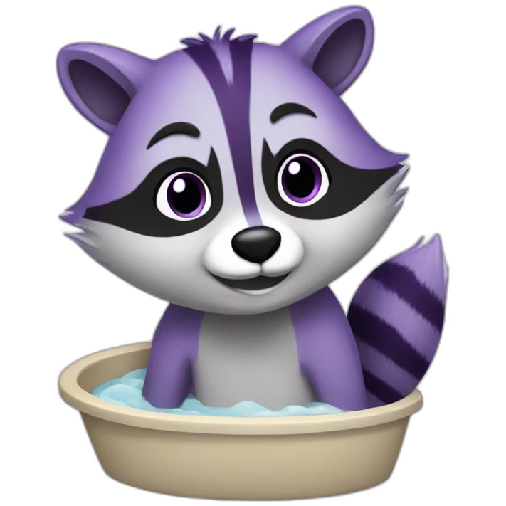 Purple raccoon washing emoji