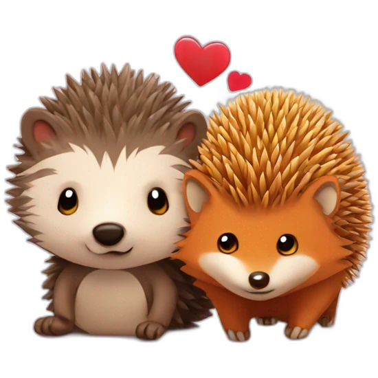 Hedgehog fall in love with fox emoji