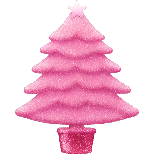 Cute pink glitter Christmas tree emoji