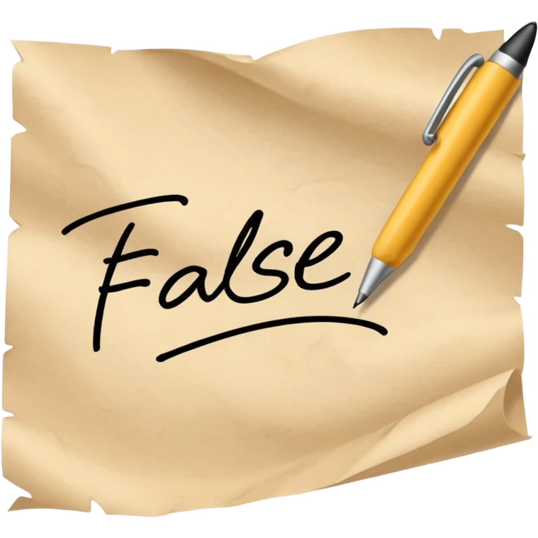 a hand writing 'false' on a piece of paper emoji