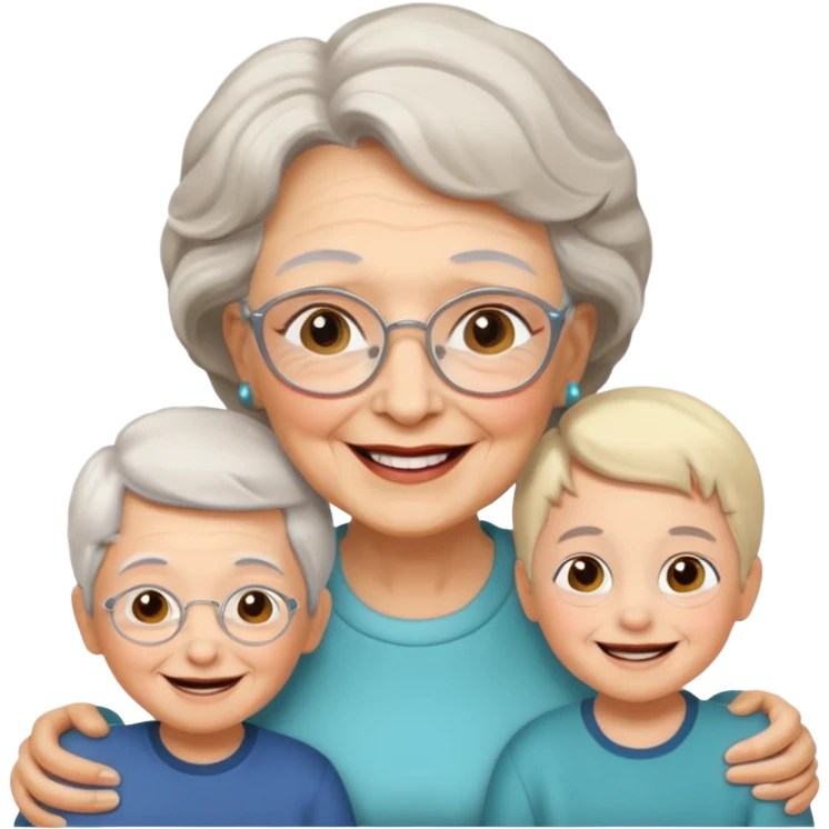 Grandma and grandkids sharing a joyful moment emoji