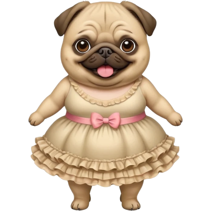 fat pug in dress emoji