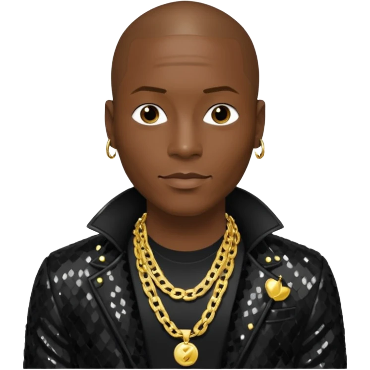 Tyrese Gibson with black sequin jacket, black shirt with necklace emoji