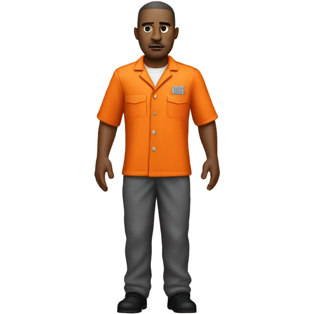 white American prisoner in an orange uniform. very realistic and detailed emoji