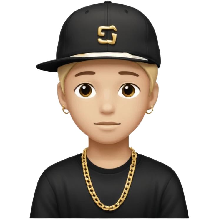 handsome boy with backside cap hip hop only neck  emoji
