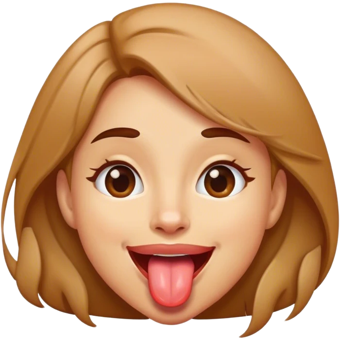 light brown woman sticking her thoung out emoji