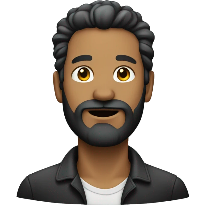 Homme avec barbe noir et sans cheveux emoji