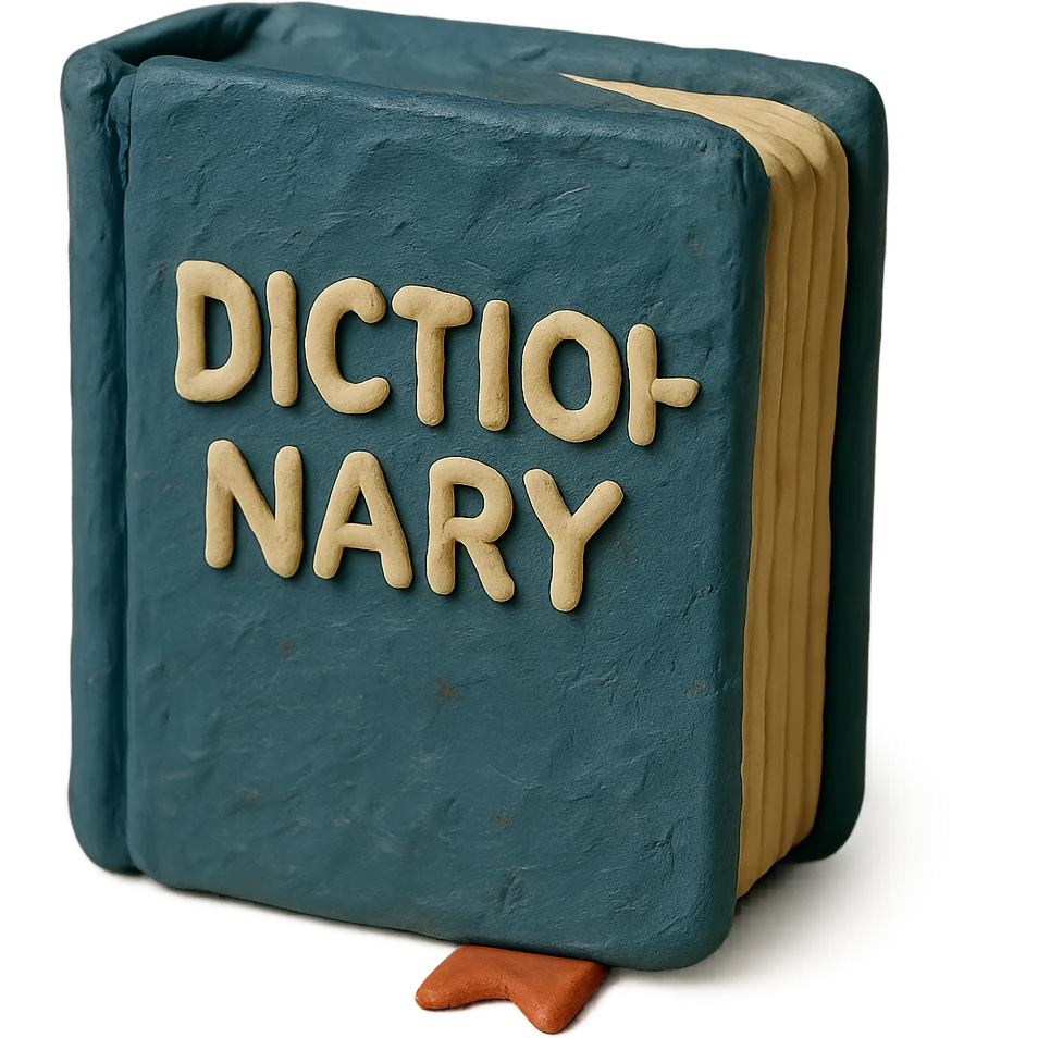 claymation style dictionary with textured cover emoji