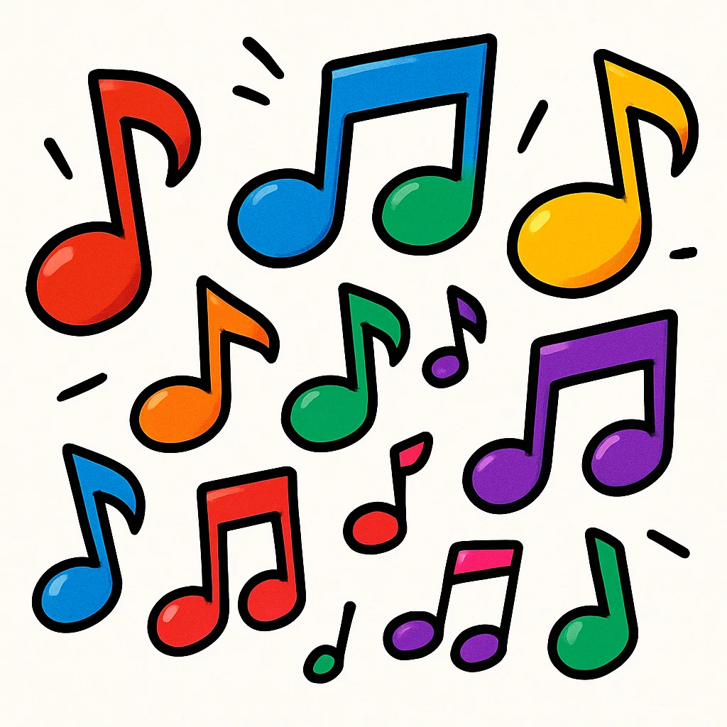 colorful playful music notes drawing emoji