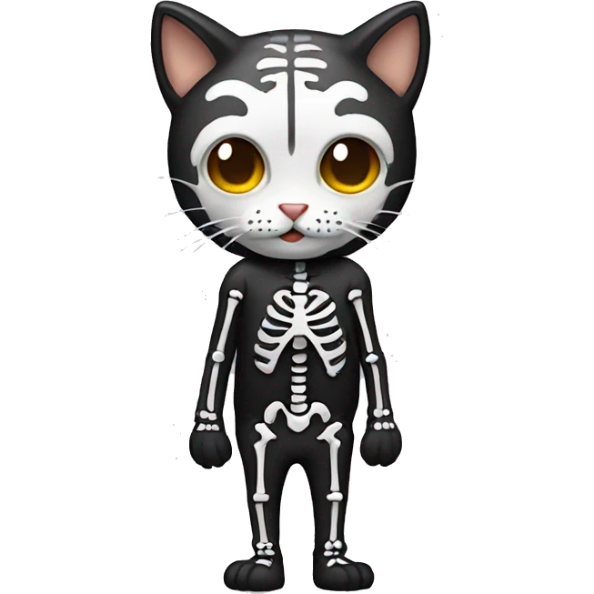 cat wearing a skeleton suit emoji