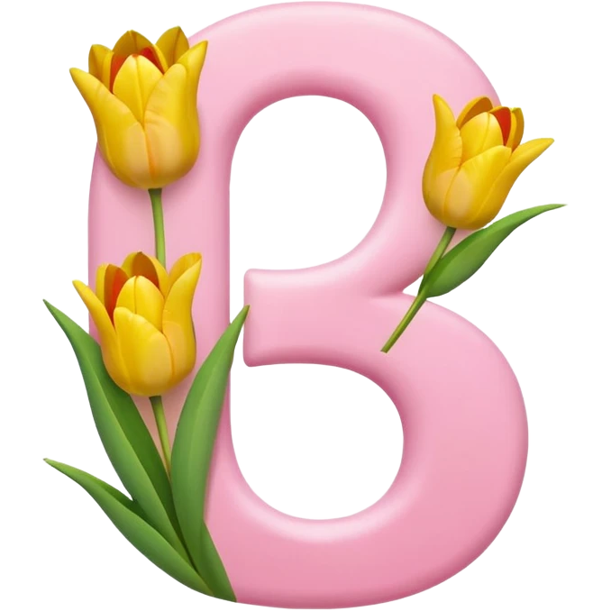 Number 8 made of soft pink and yellow tulips emoji