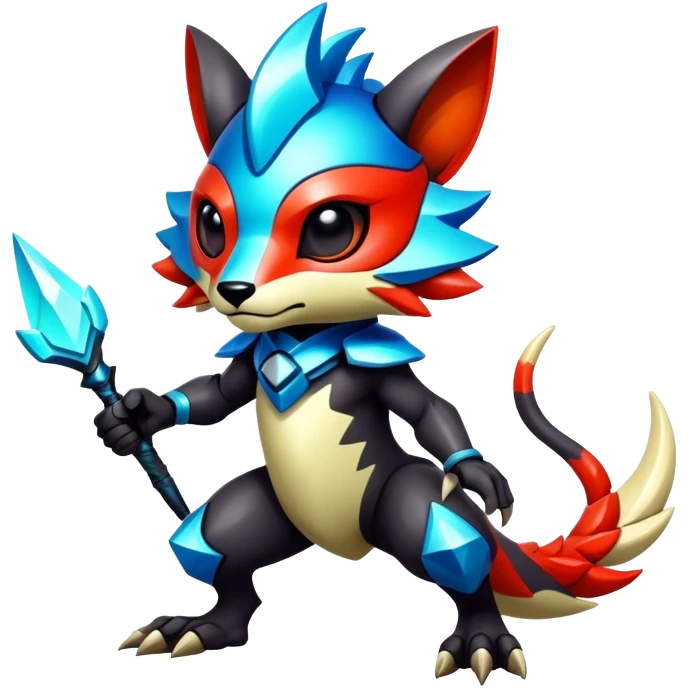 Shiny Epic Edgy Cool Colorful Vibrant Modern Vernid-Protogen-creature-animal, full body emoji