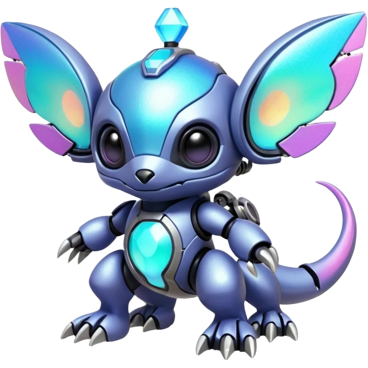 Mechanical Nebulae Beautiful Gorgeous Pretty Pastel Hot Exotic Lush Warm Cute Adorable Colorful Shiny Iridescent Futuristic Modern Cybernetic Stitch-Protogen-Vernid-Fakémon-Pokémon-creature-fusion (full body) emoji