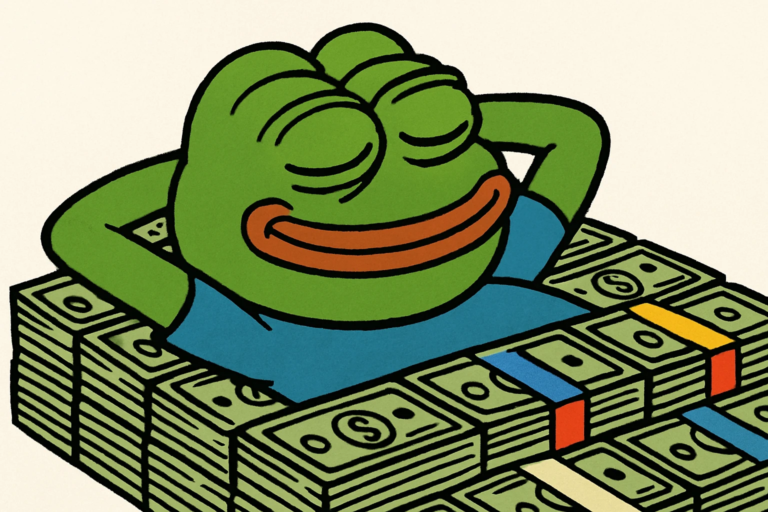 happy person napping on mattress of money emoji