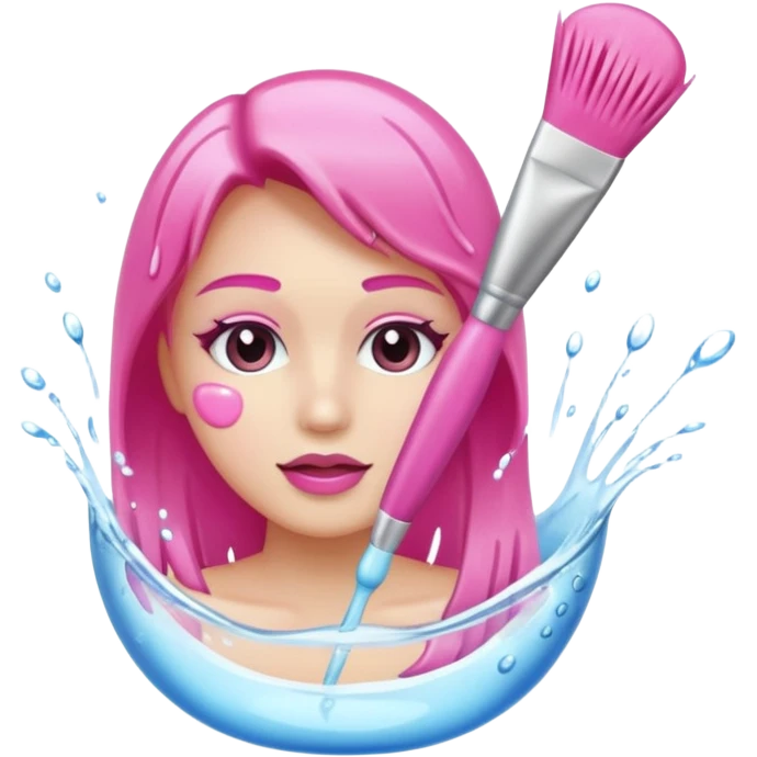 water Rinse pink makeup brush emoji