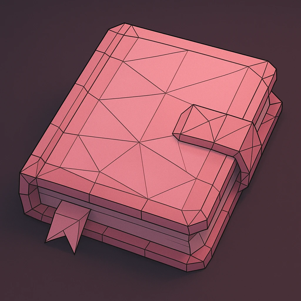 pink diary, low poly wireframe style emoji