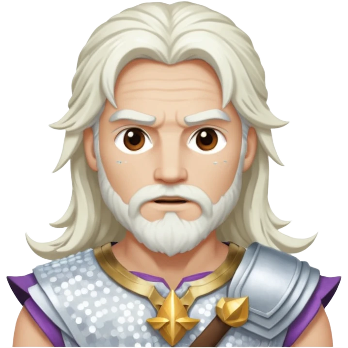 Jupiter, God of Thunder from Gods and Goddesses with long white hair, white sequin outfit emoji